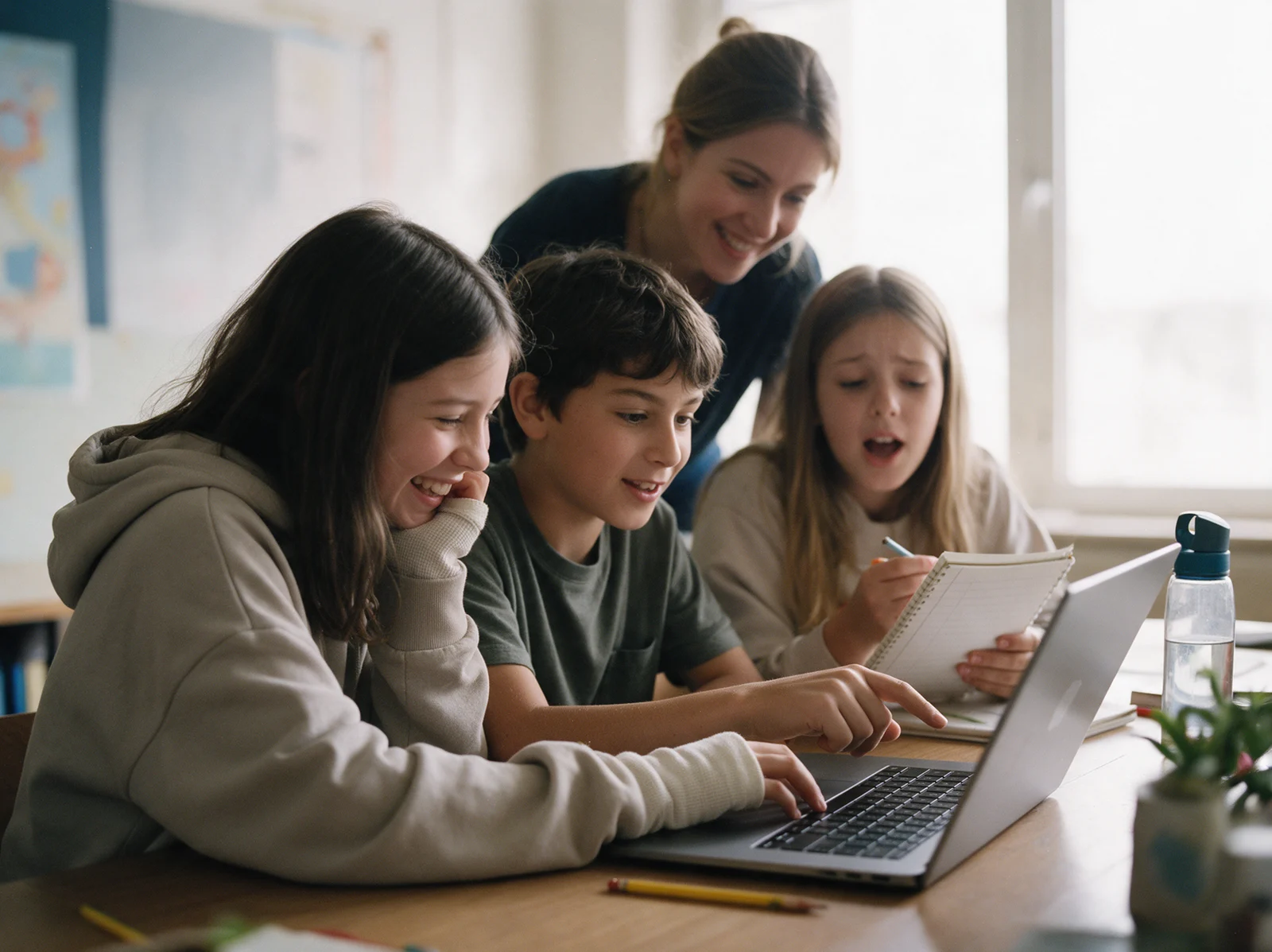 Twelve- and thirteen-year-olds writing an email in English