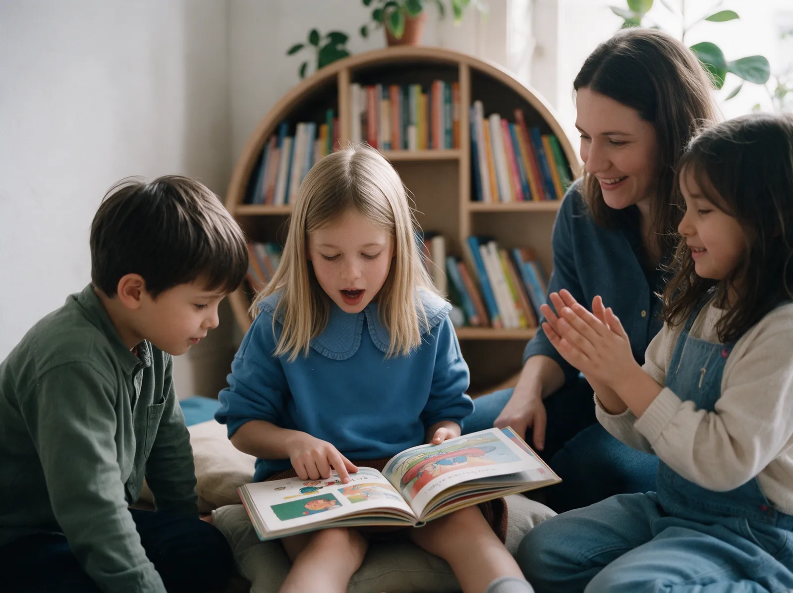 A six-year-old reading her first English words